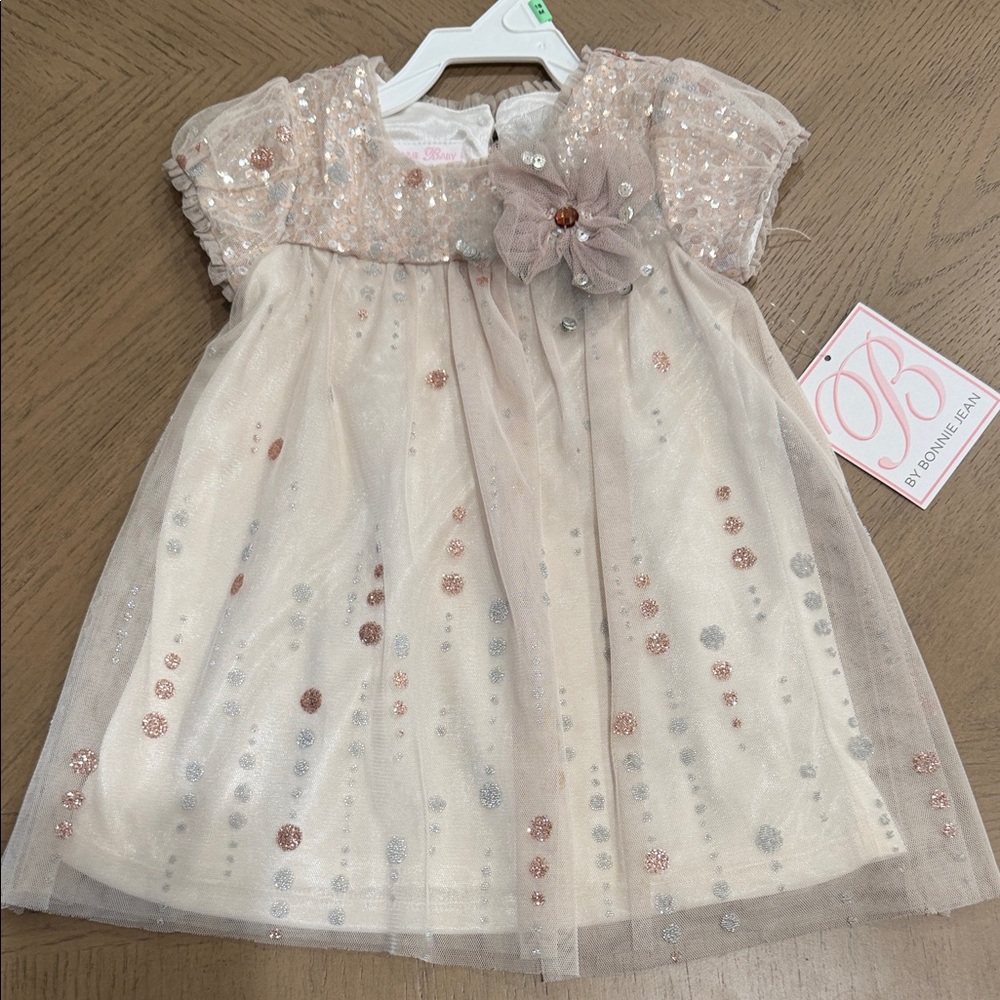 Bonnie Jean Cream and Silver Formal Dress